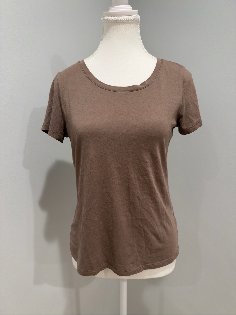 Quince Women's Short Sleeve Crew Tee - Brown 50% cotton 50% modal.